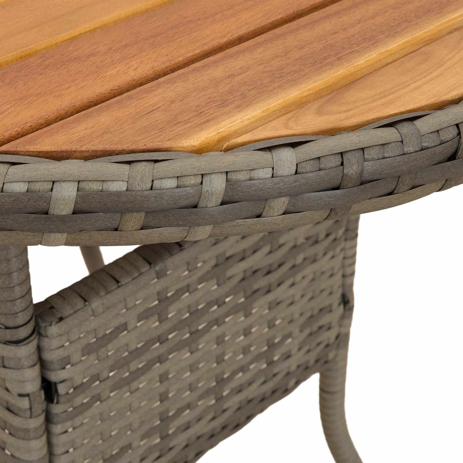 Garten-Esstisch Schwarz Ø 70 cm Poly Rattan Massivholz Akazie
