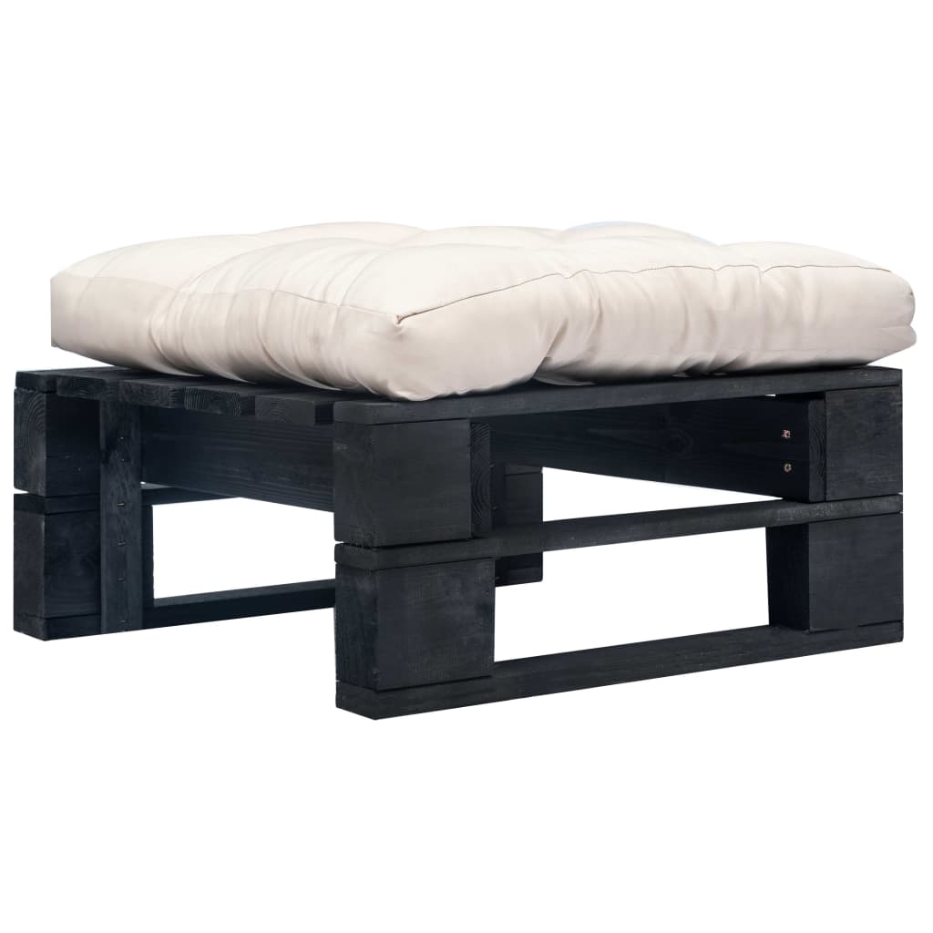 Garten-Palettenhocker mit Kissen Holz Natur