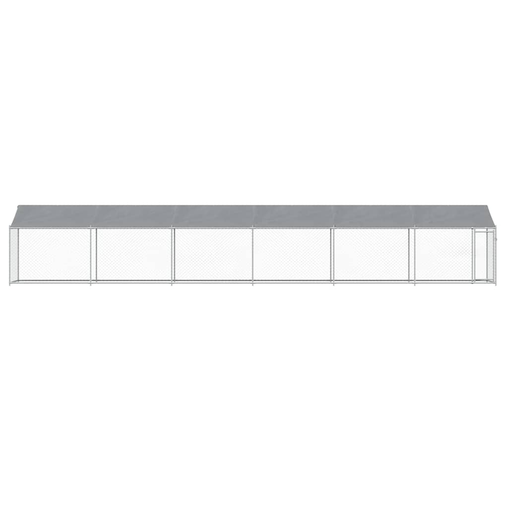 Hundezwinger mit Dach und Tür Grau 2x2x2 m Verzinkter Stahl