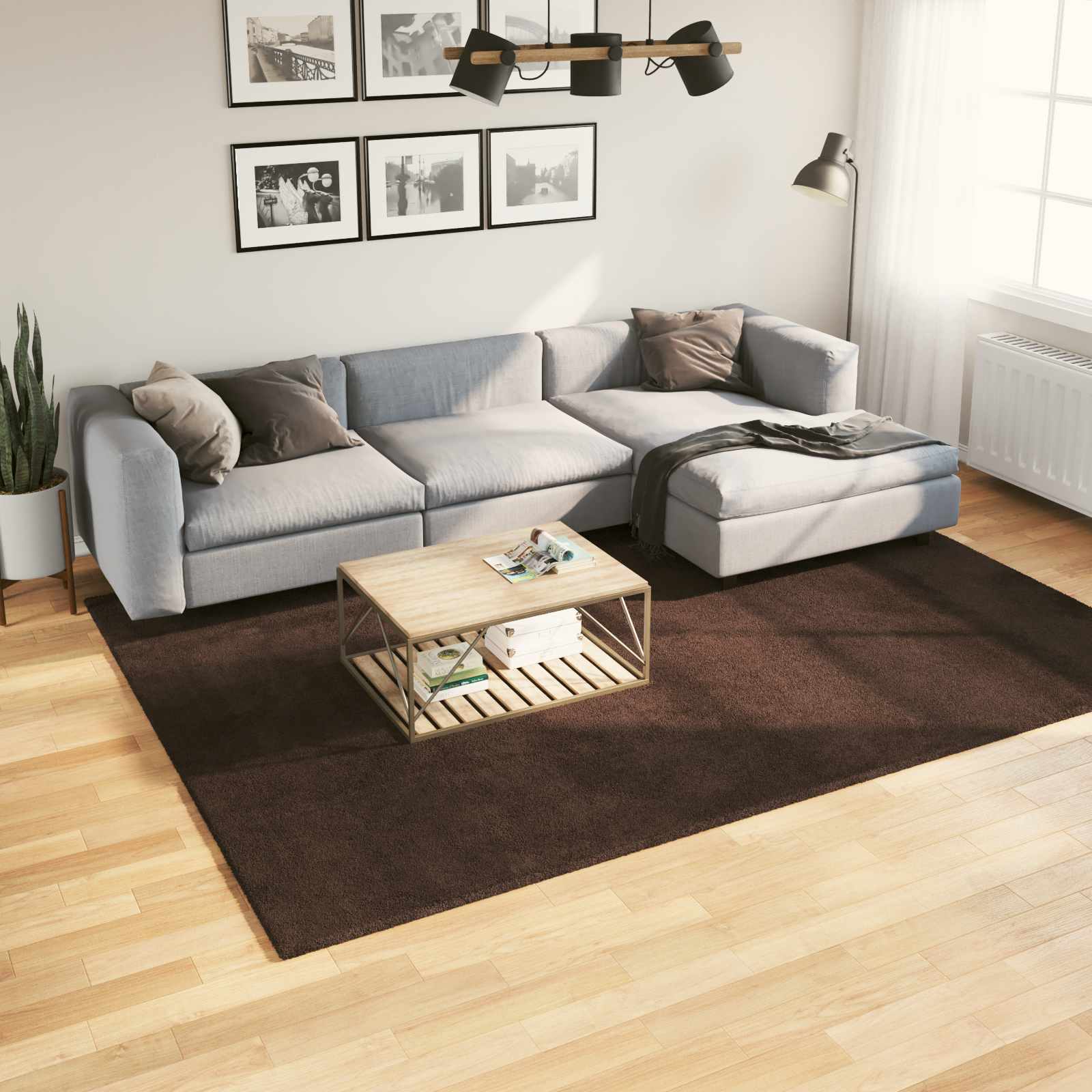 Teppich HUARTE Kurzflor Weich und Waschbar Anthrazit 60x110 cm
