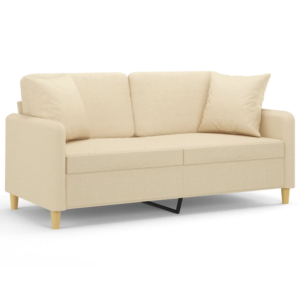 2-Sitzer-Sofa mit Zierkissen Braun 120 cm Stoff