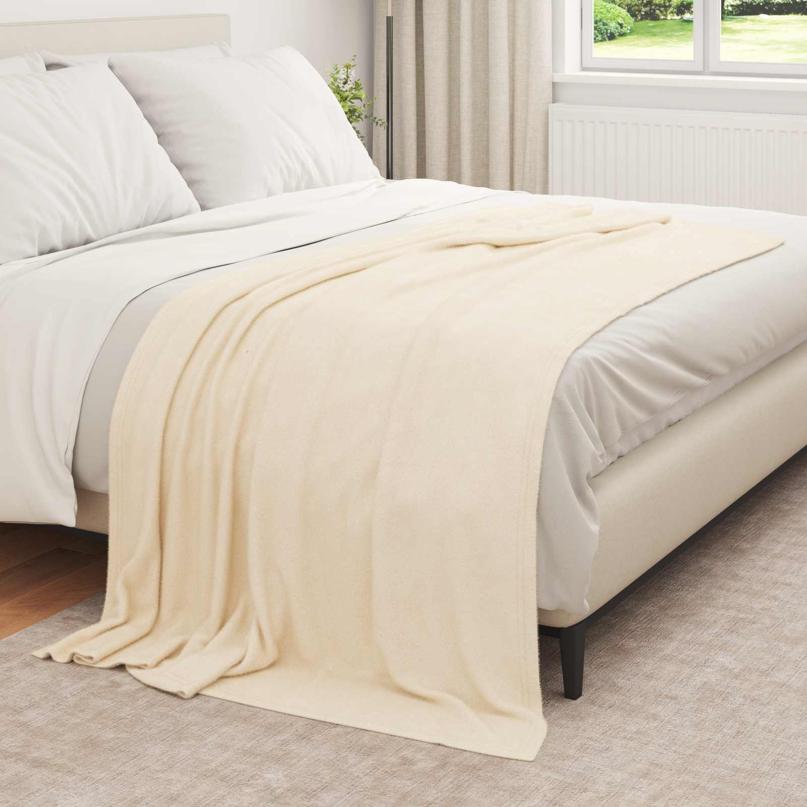 Überwurfdecke Creme 210 x 140 cm Fleece