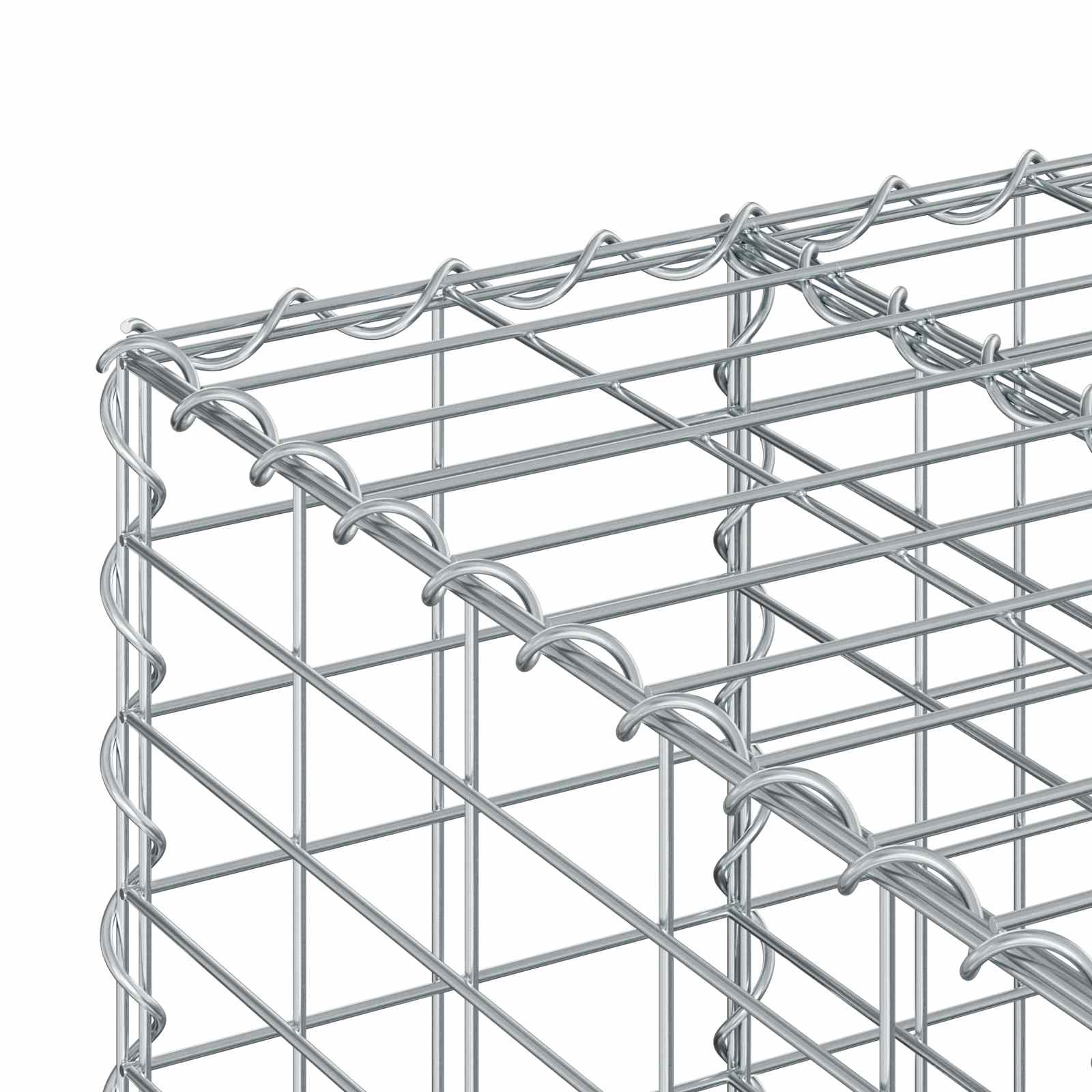 Gabionen Hochbeet 2 pcs Silber 260 x 60 x 55 cm