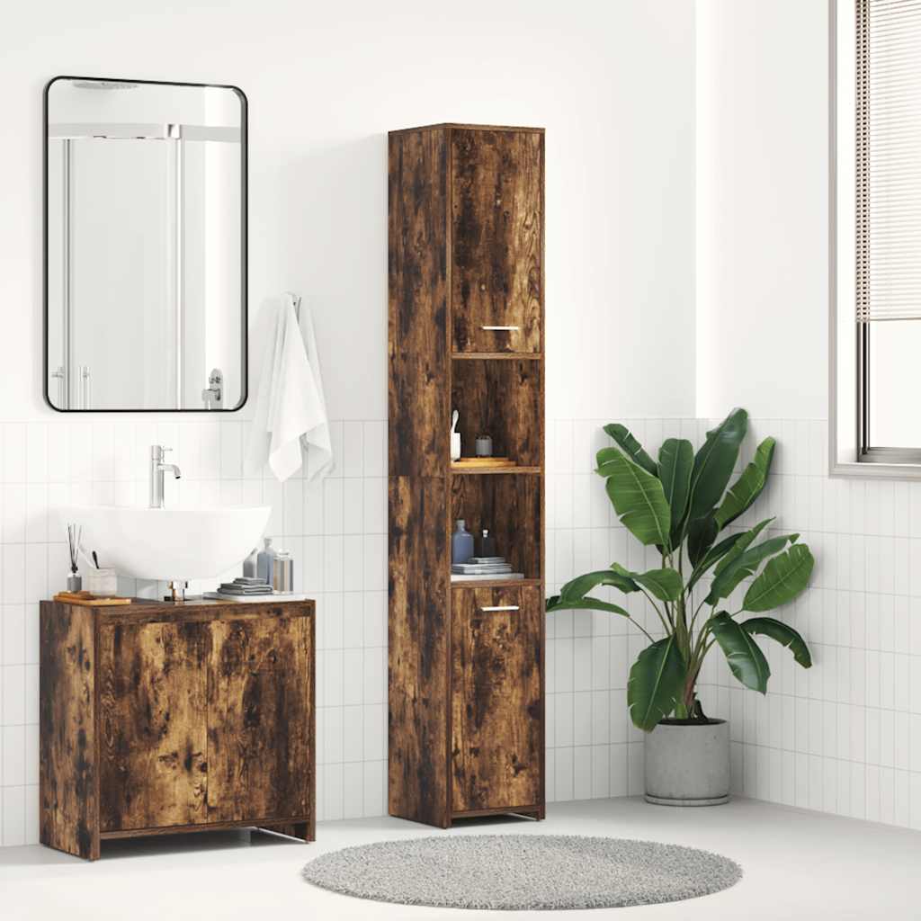 Badezimmerschrank Weiß 30x30x183,5 cm Holzwerkstoff