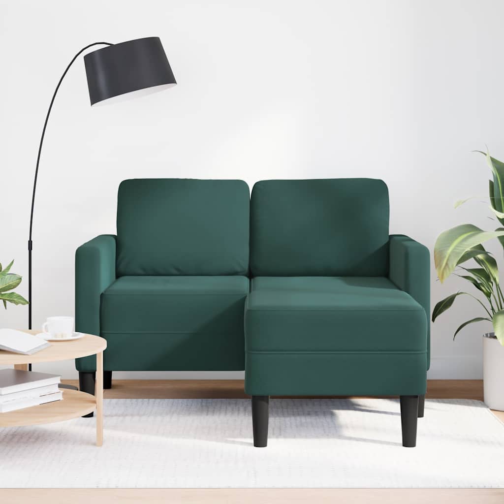 2-Sitzer-Sofa mit Chaiselongue L-Form Blau 125 cm Samt