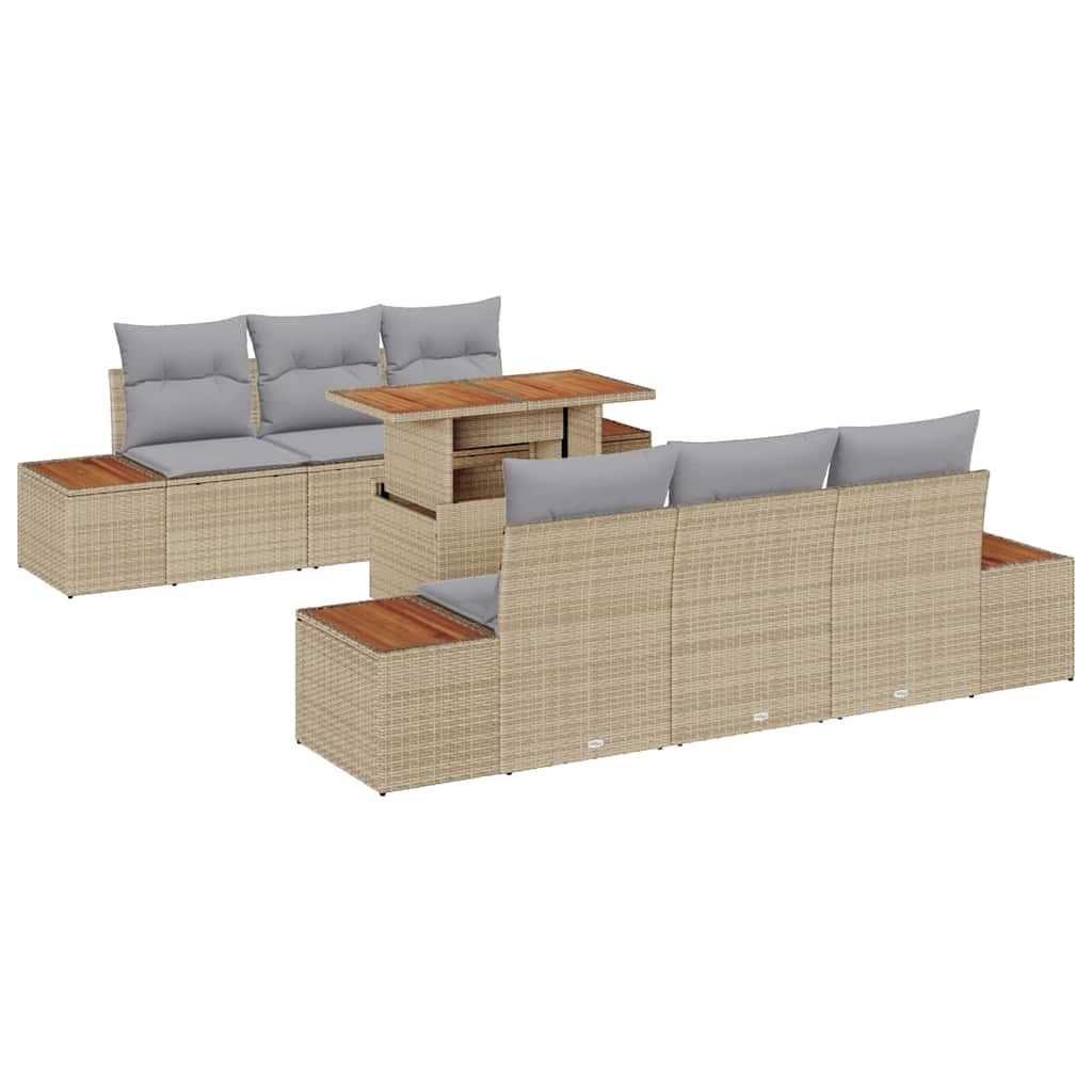 Garten Essgruppe mit Kissen 7 pcs Schwarz und Beige