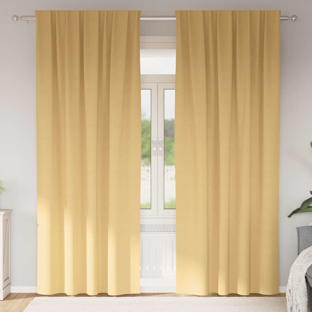Verdunkelungs-Vorhänge mit Ringen 2 pcs Beige 140 x 140 cm