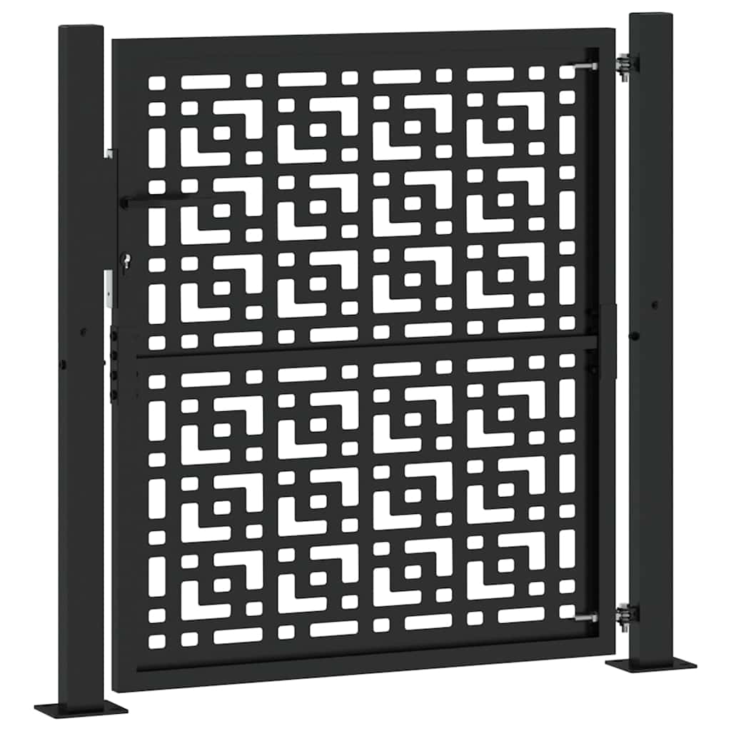 Gartentor Schwarz 100x100 cm Stahl Lichtdesign