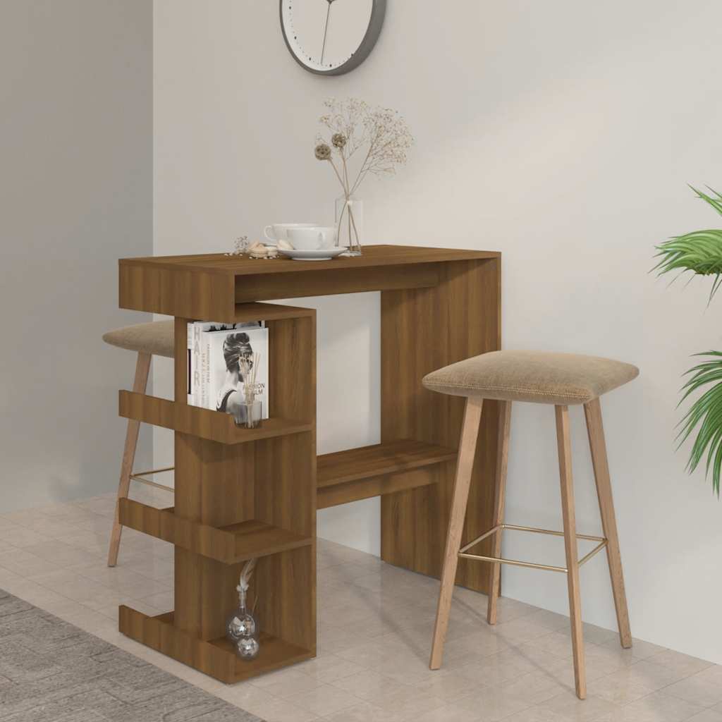 Bartisch mit Regal Weiß 100x50x101,5 cm Holzwerkstoff