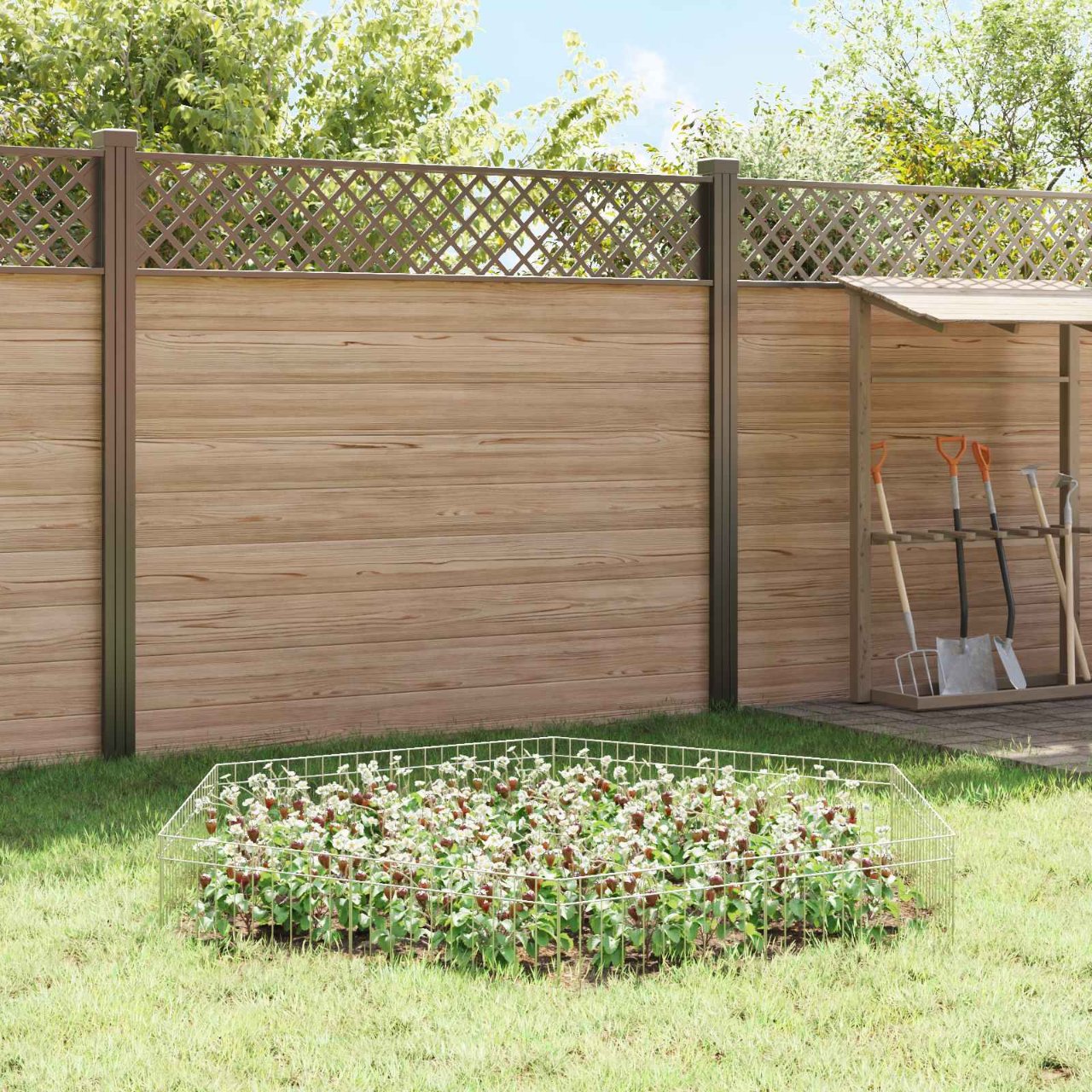 Gartenzaun-Paneel 12 pcs Verzinkter Stahl Silber