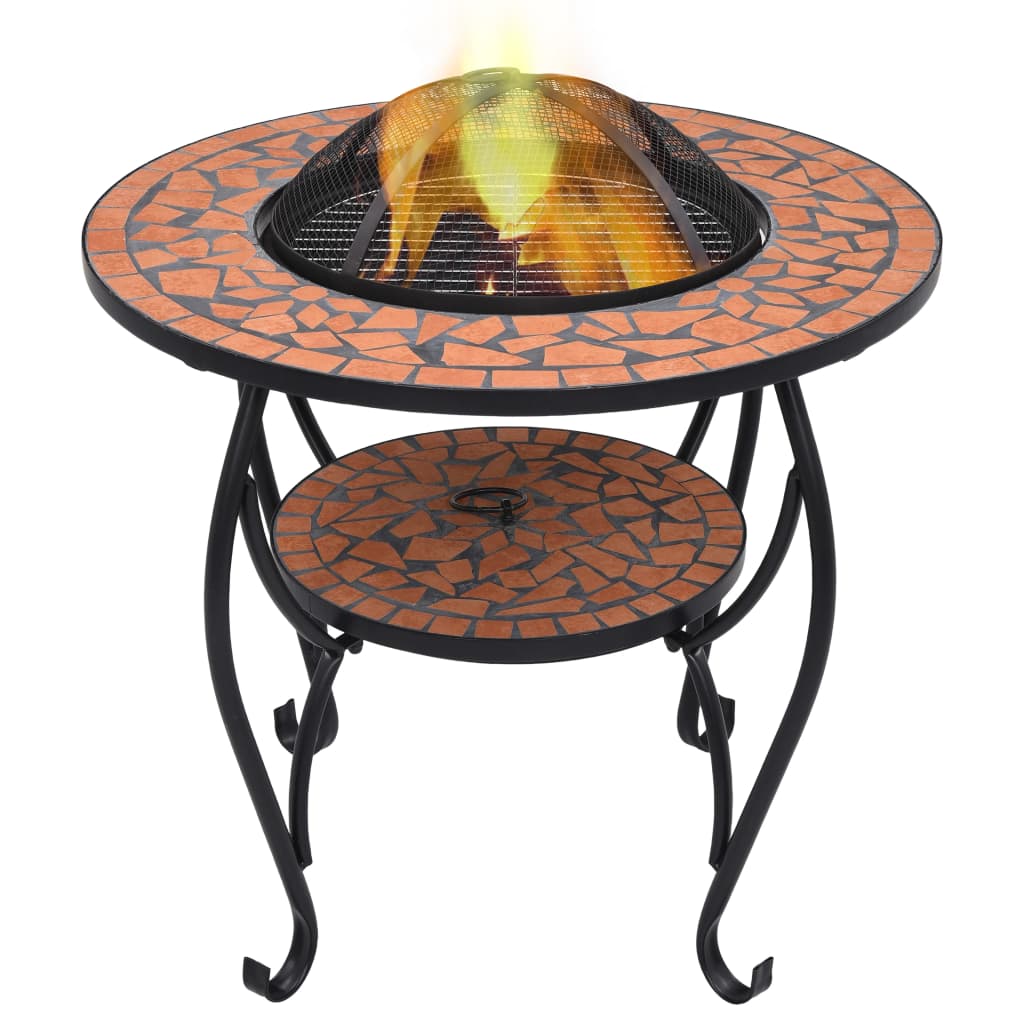 Feuertisch Mosaik Keramik Blau und Weiß 68 cm