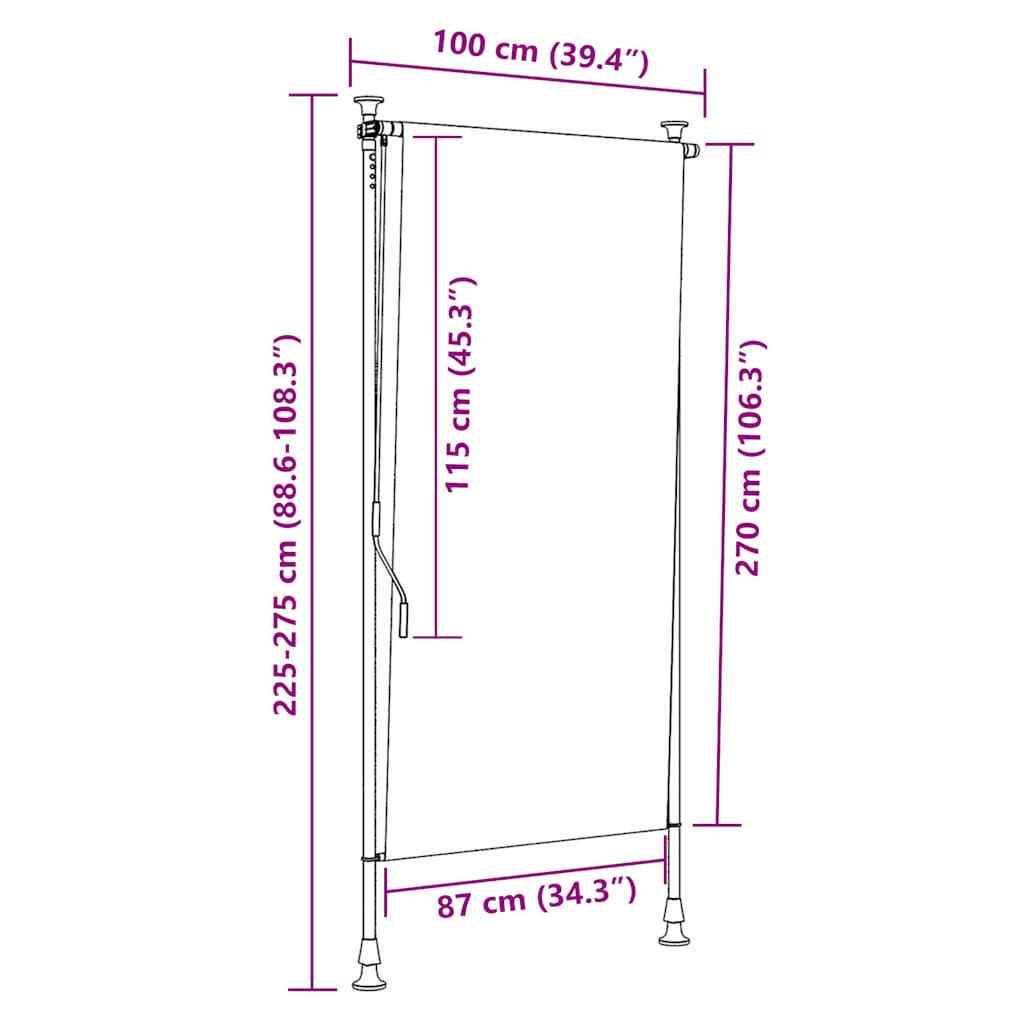 Außenrollo 100 x 270 cm Anthrazit