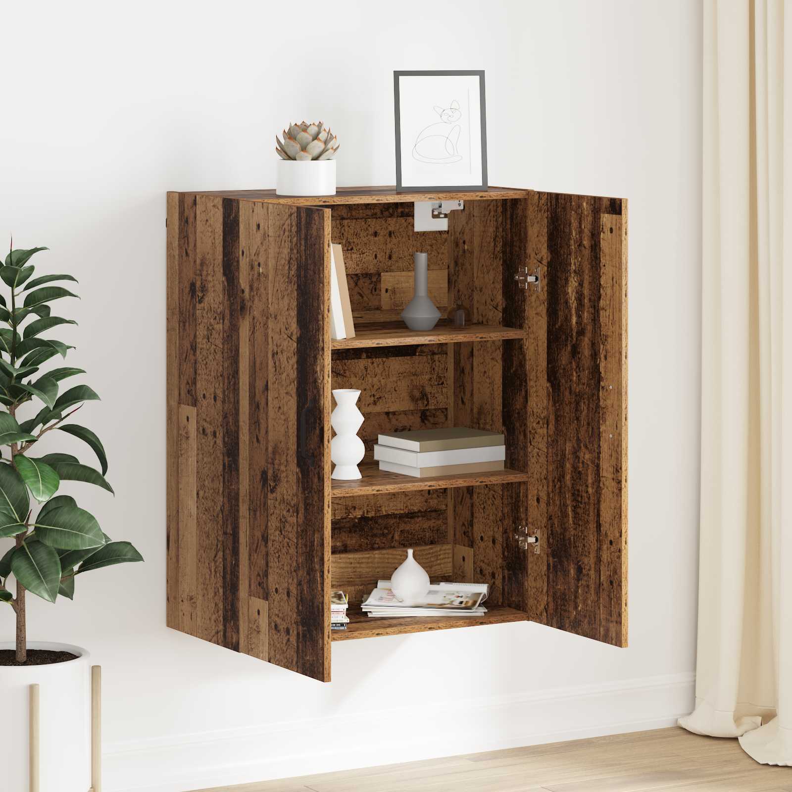 Hängeschrank Weiß 69,5x34x90 cm Holzwerkstoff