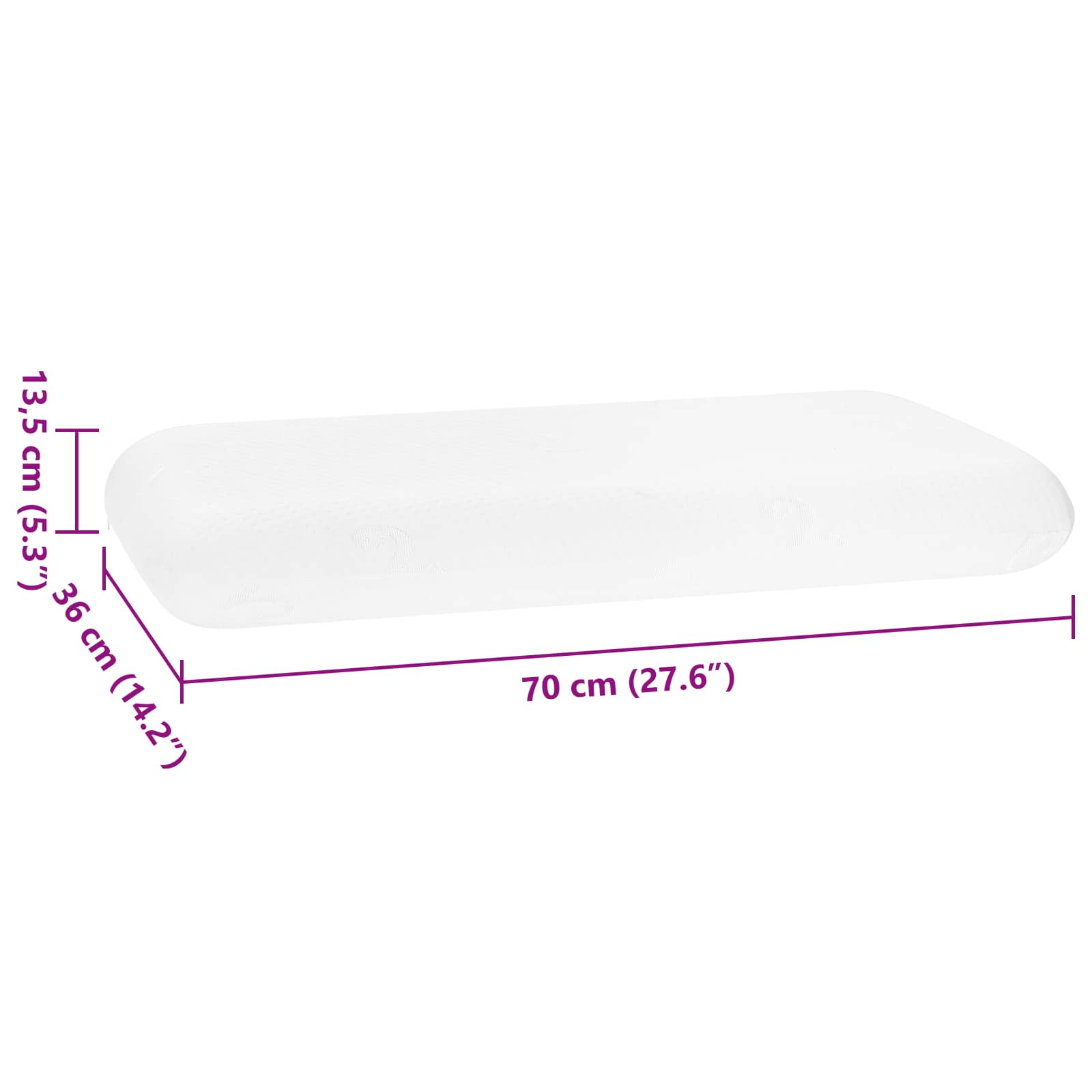 Schlafkissen Uni Weiß 70 x 36 x 6,5 cm Viscoschaum
