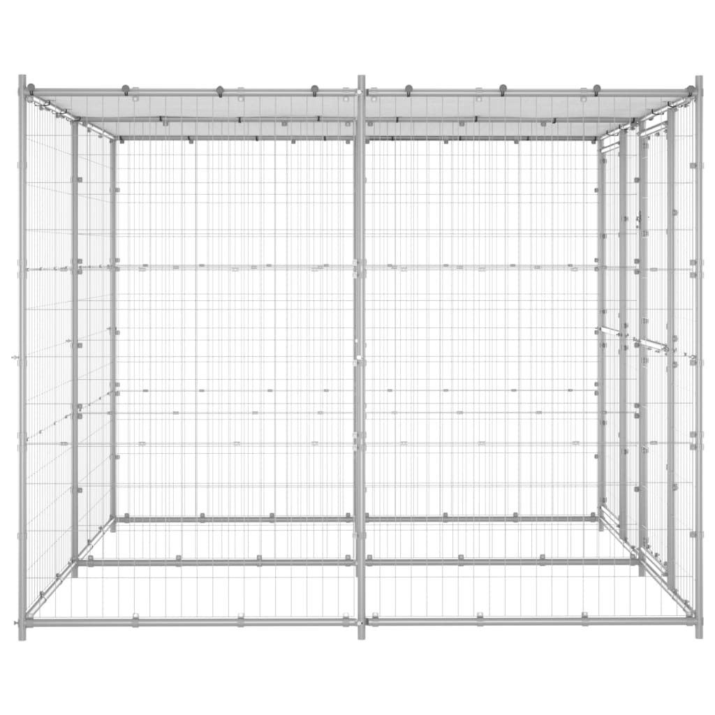 Outdoor-Hundezwinger Stahl mit Überdachung 110x220x180 cm