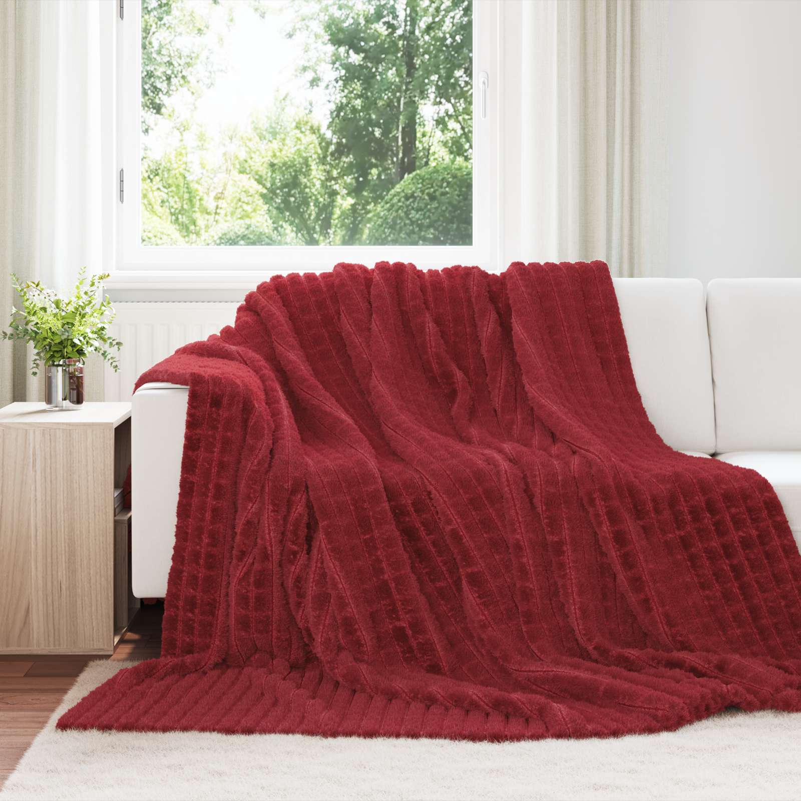 Überwurfdecke Beige 150 x 130 cm Fleece