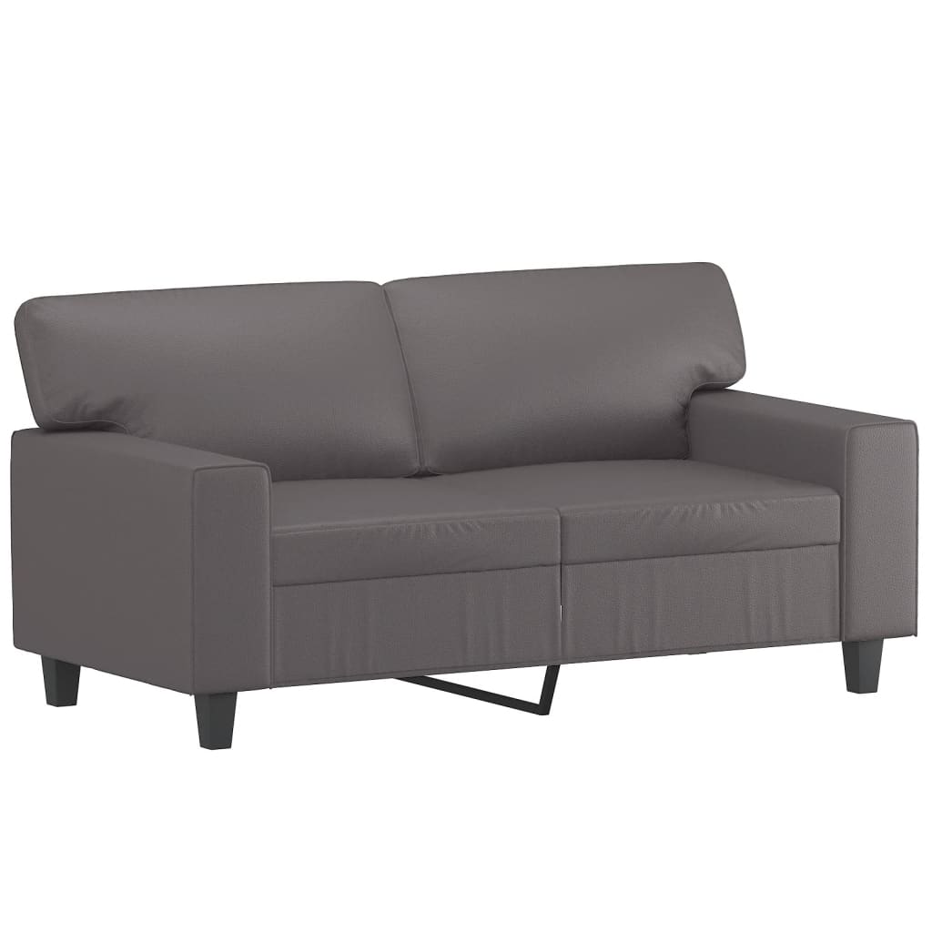 2-Sitzer-Sofa mit Zierkissen Creme 120 cm Kunstleder