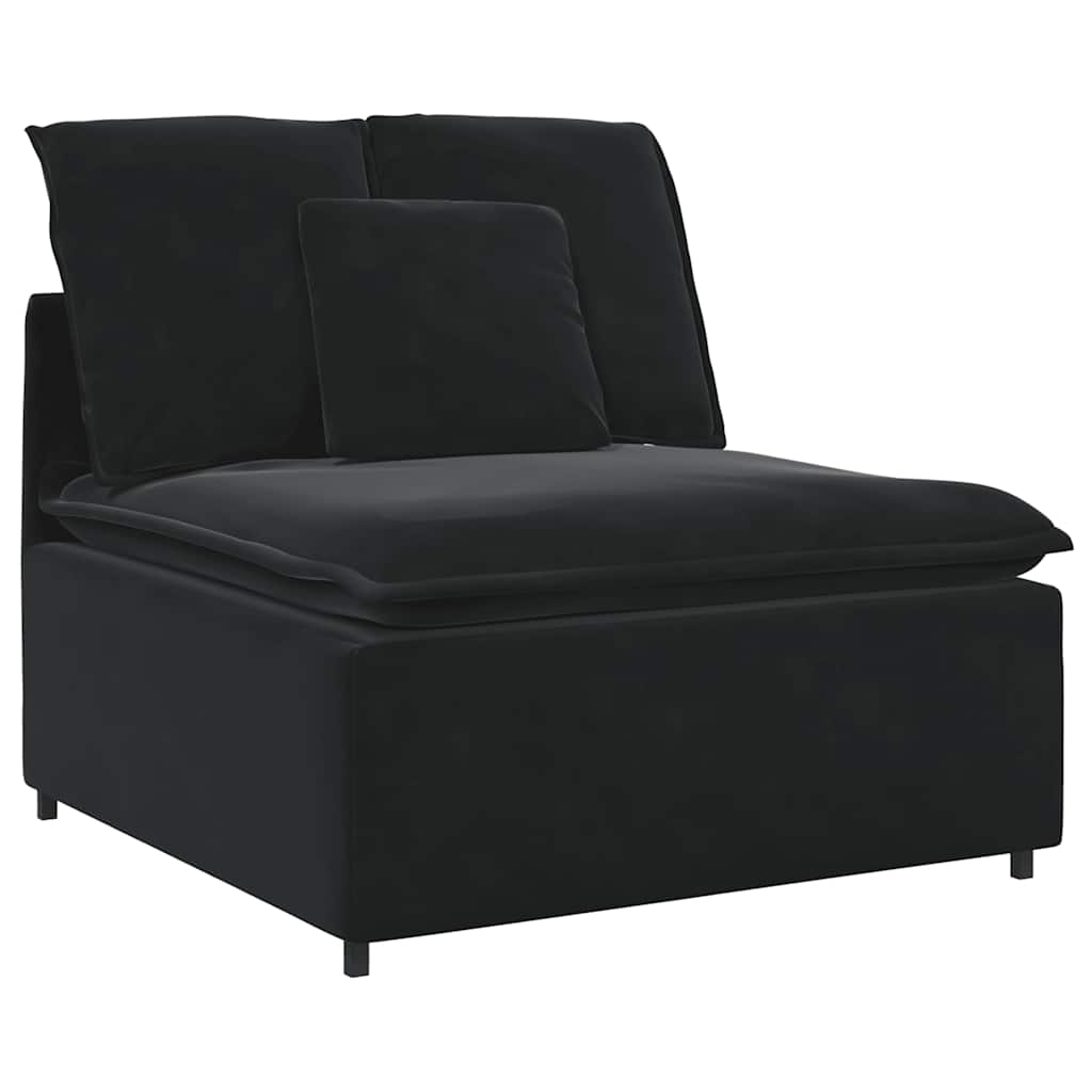 Modulares Sofa mit Fußhocker Kissen Samt Blau