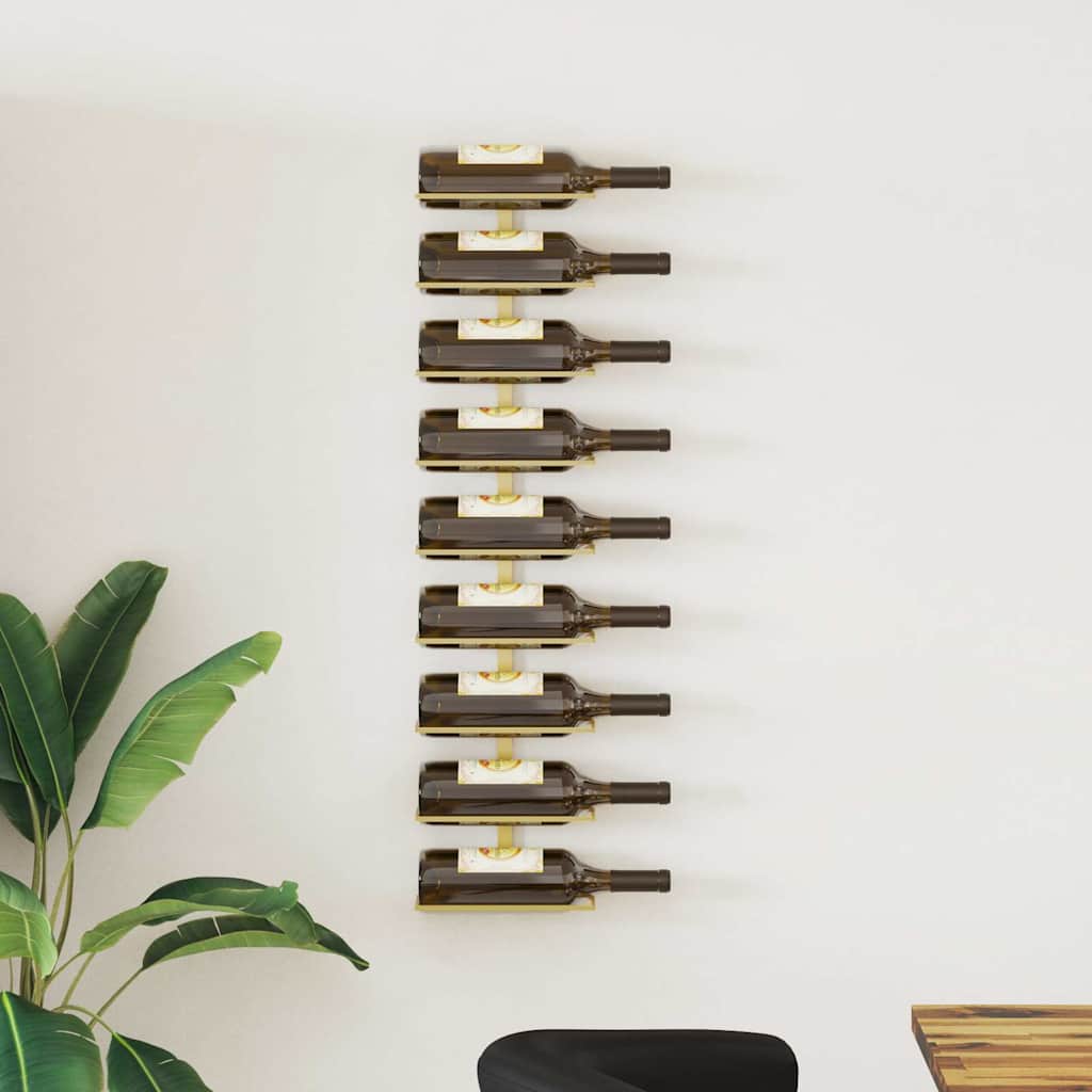 Wand-Weinregal für 9 Flaschen Schwarz Eisen