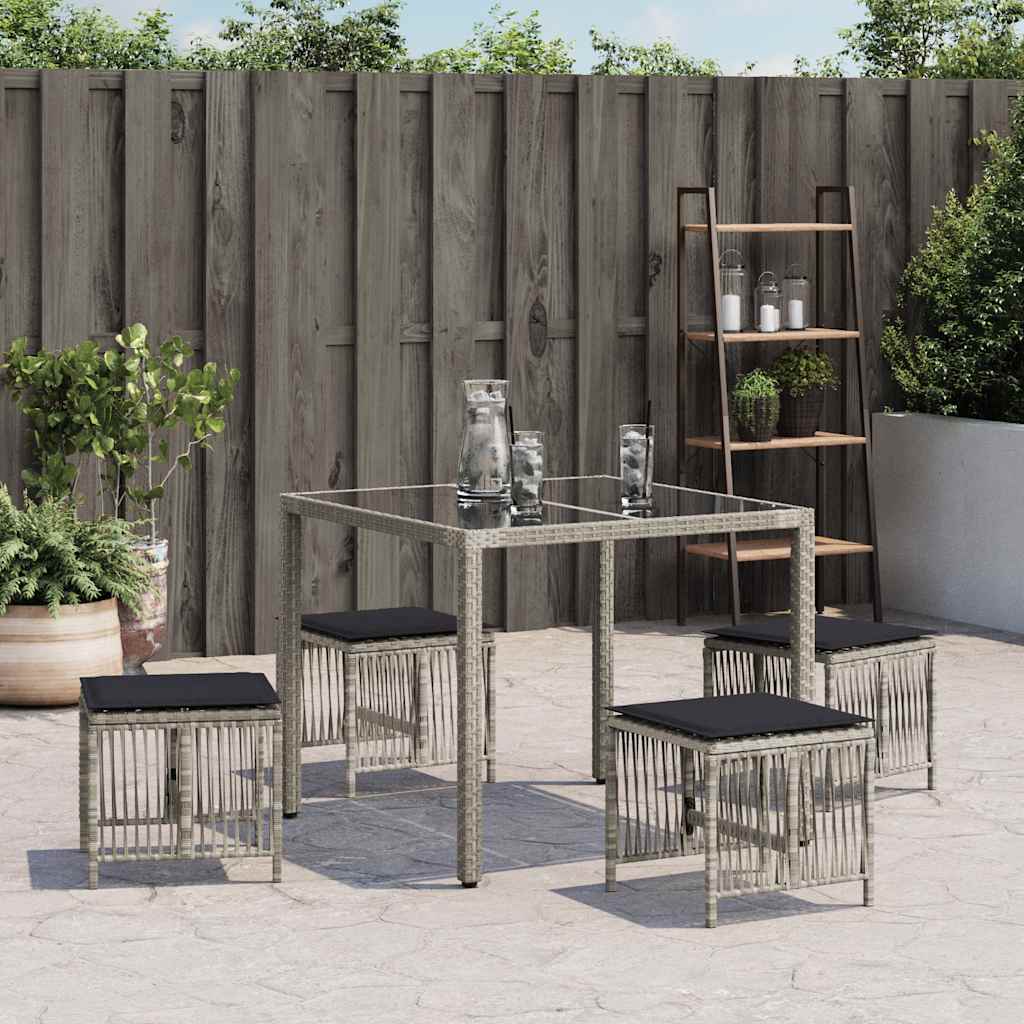 Gartenhocker mit Kissen 4 Stk. Schwarz 41x41x36 cm Poly Rattan