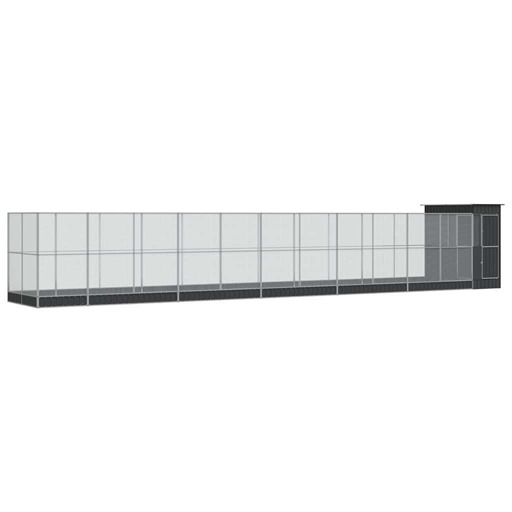 Voliere mit Erweiterung Silber 416 x 203 x 216 cm Stahl