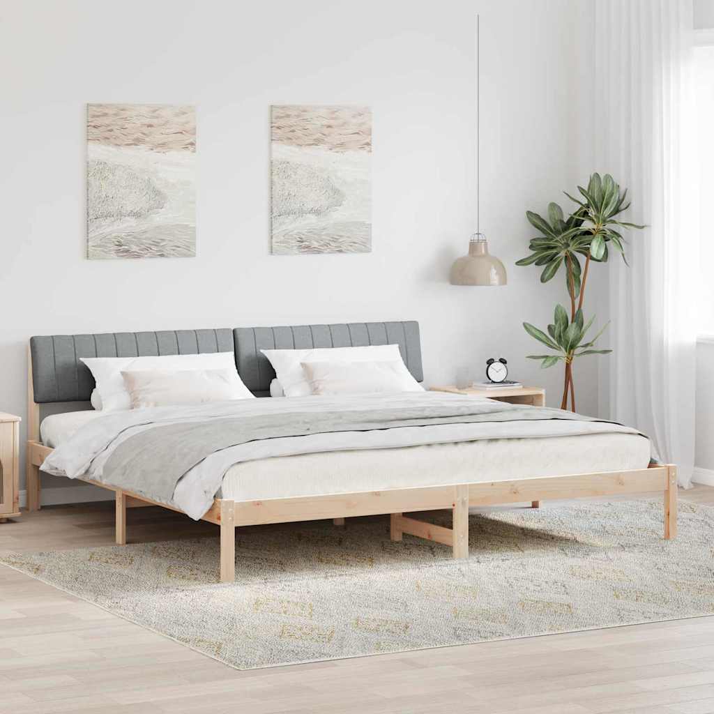 Bettgestell Braun und hellgrau 200 x 200 cm Massivholz Kiefer