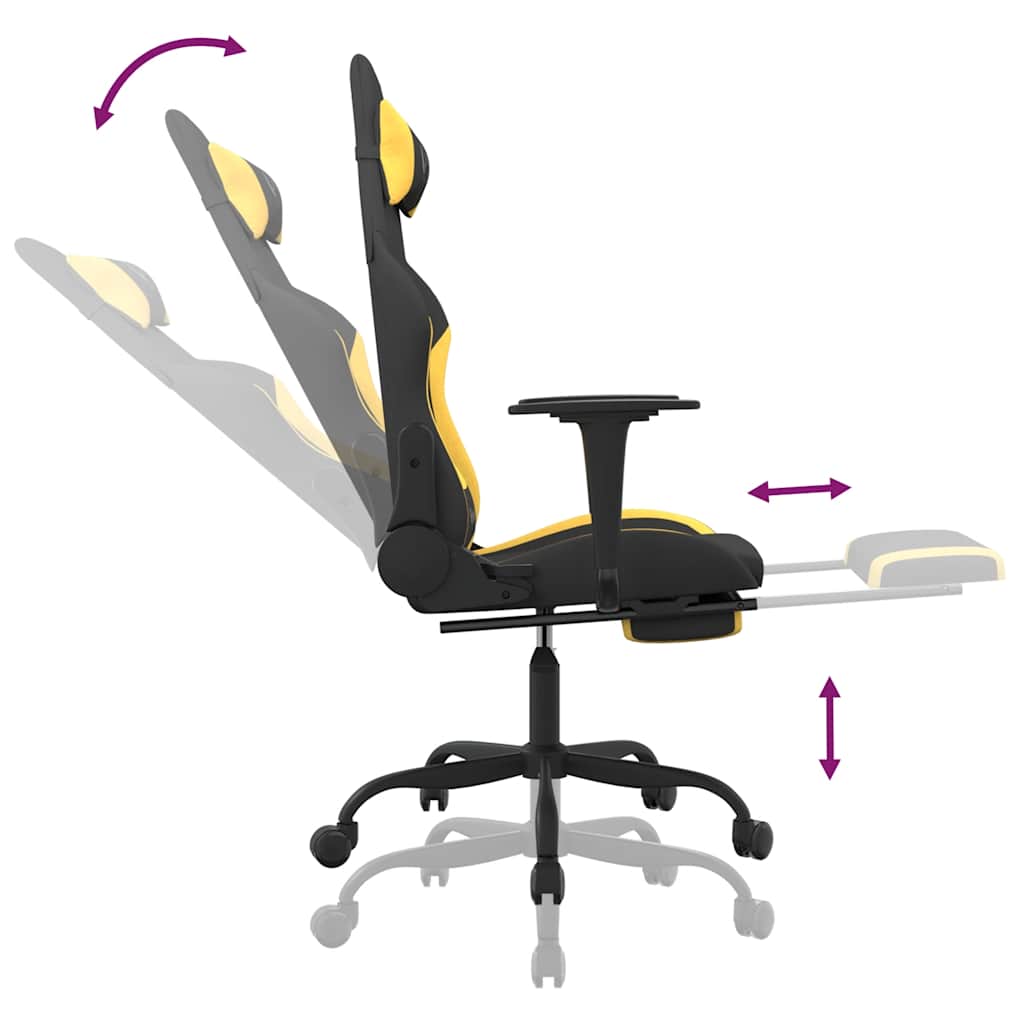 Gaming-Stuhl mit Massagefunktion Schwarz und Creme Stoff