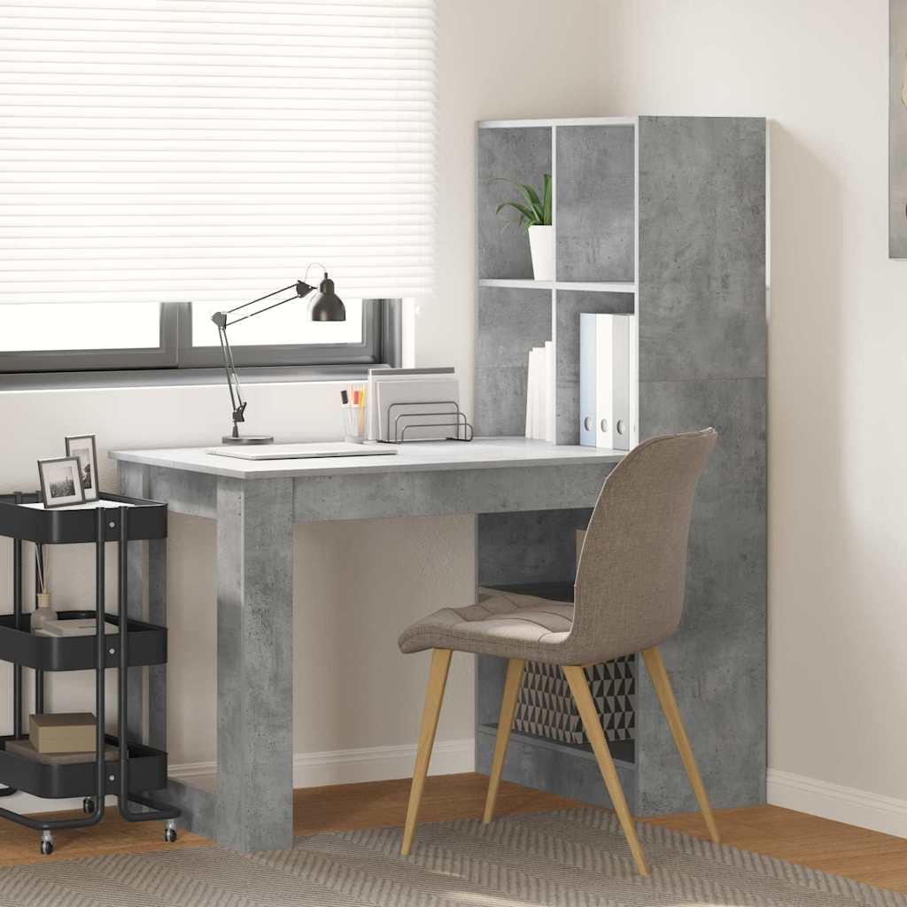 Schreibtisch mit Regal Schwarz Eichen-Optik 122 x 67 x 145 cm