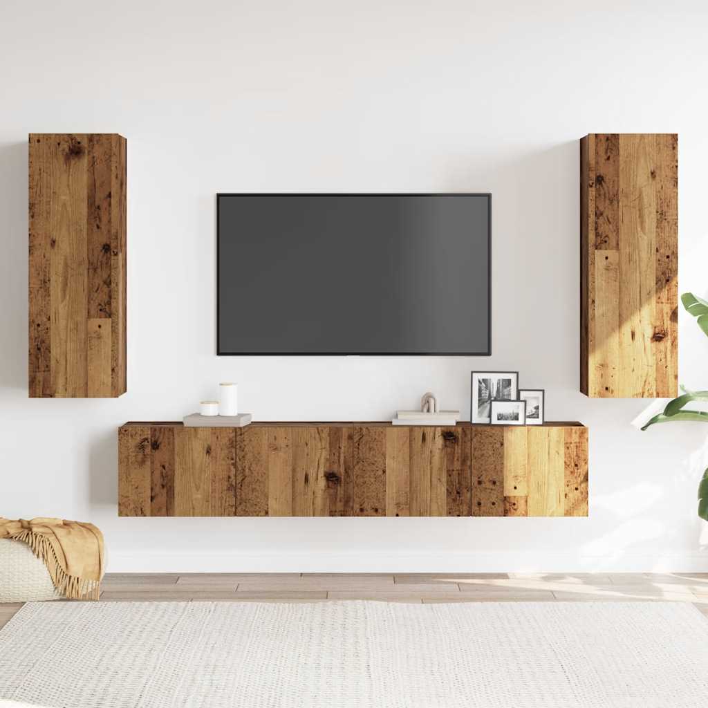 4-tlg. TV-Schrank-Set Weiß Holzwerkstoff