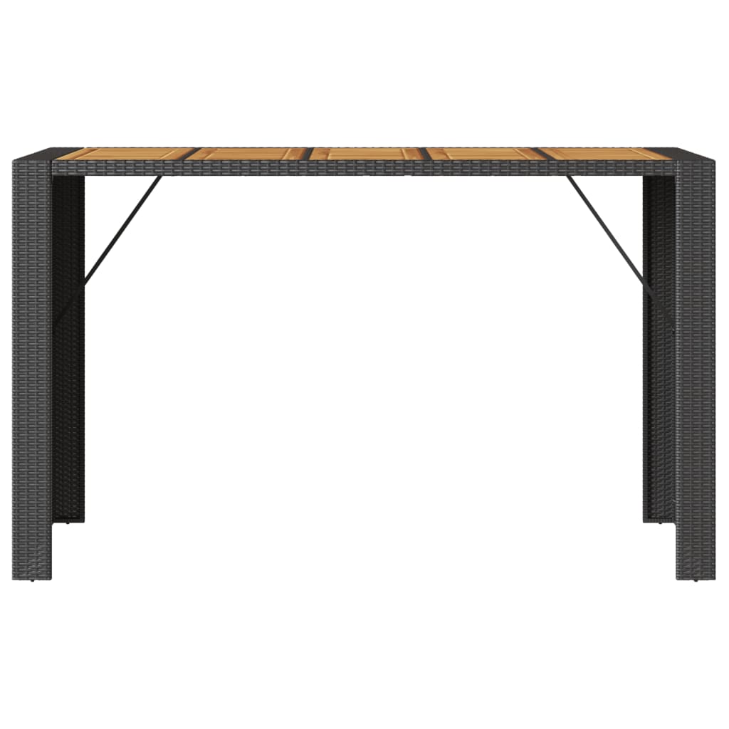 Garten-Bartisch mit Holzplatte Schwarz 105x80x110 cm Polyrattan