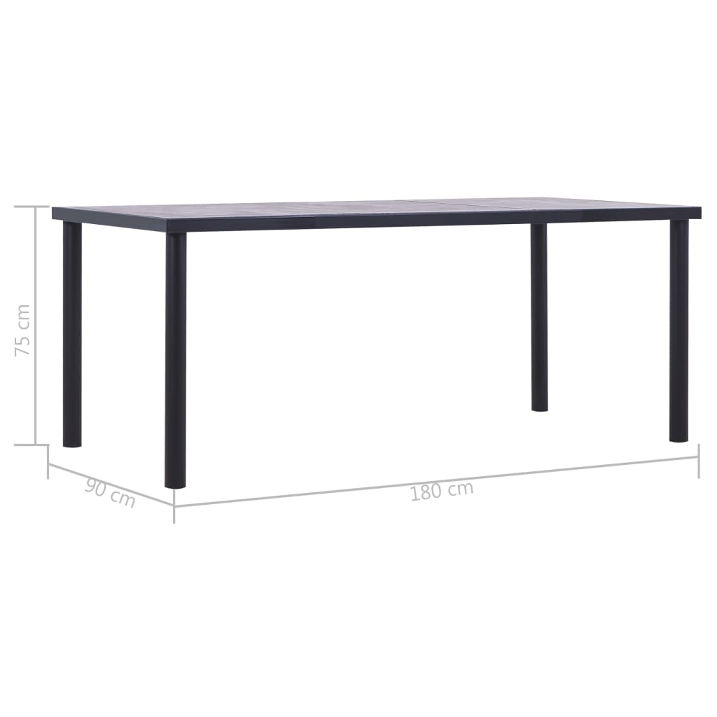 Esstisch Schwarz und Betongrau 120 x 60 x 75 cm MDF