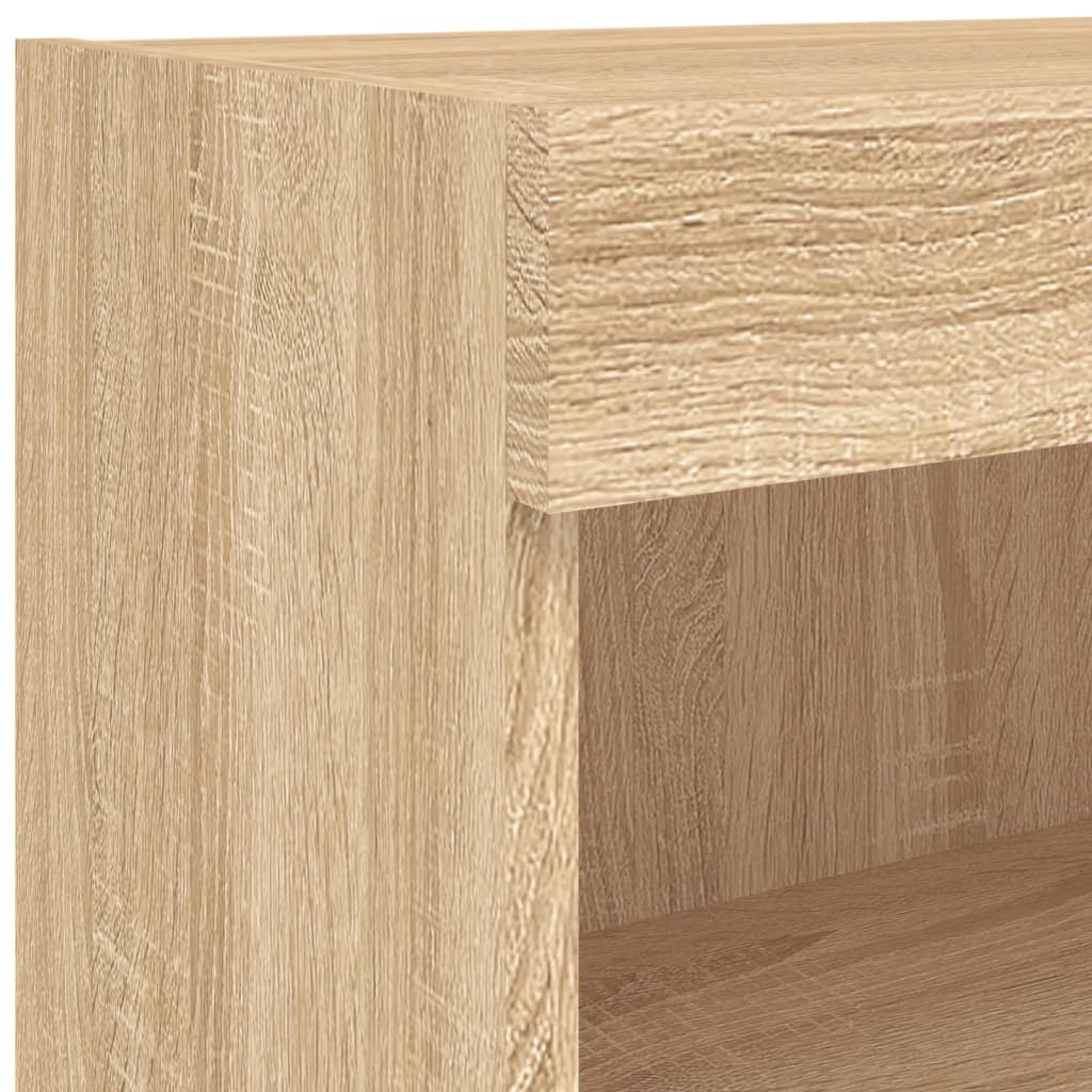 4-tlg. Wohnwand mit LED-Beleuchtung Weiß Holzwerkstoff