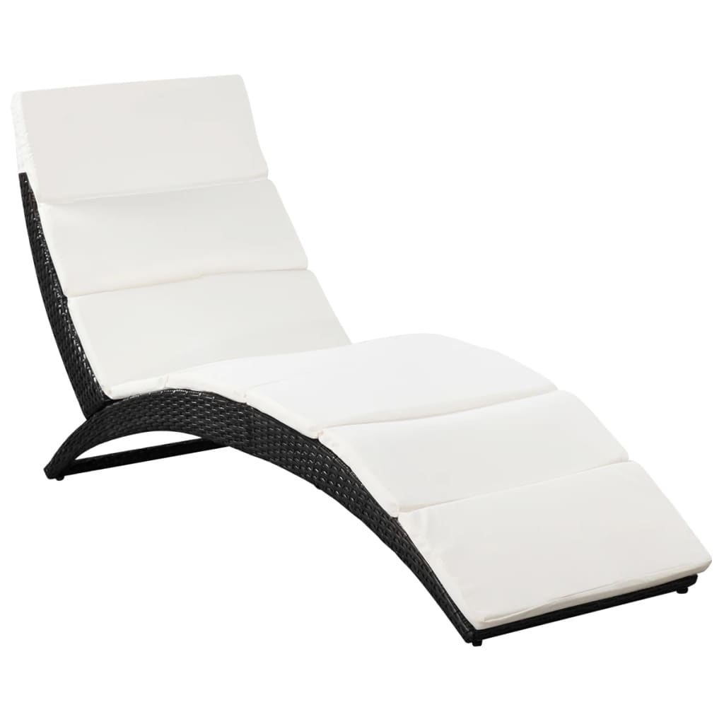 Klappbare Sonnenliege mit Auflage Poly Rattan Braun