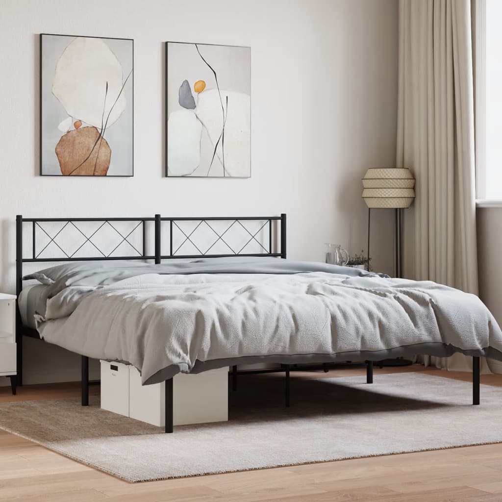 Bettgestell mit Kopfteil Metall Schwarz 100x190 cm