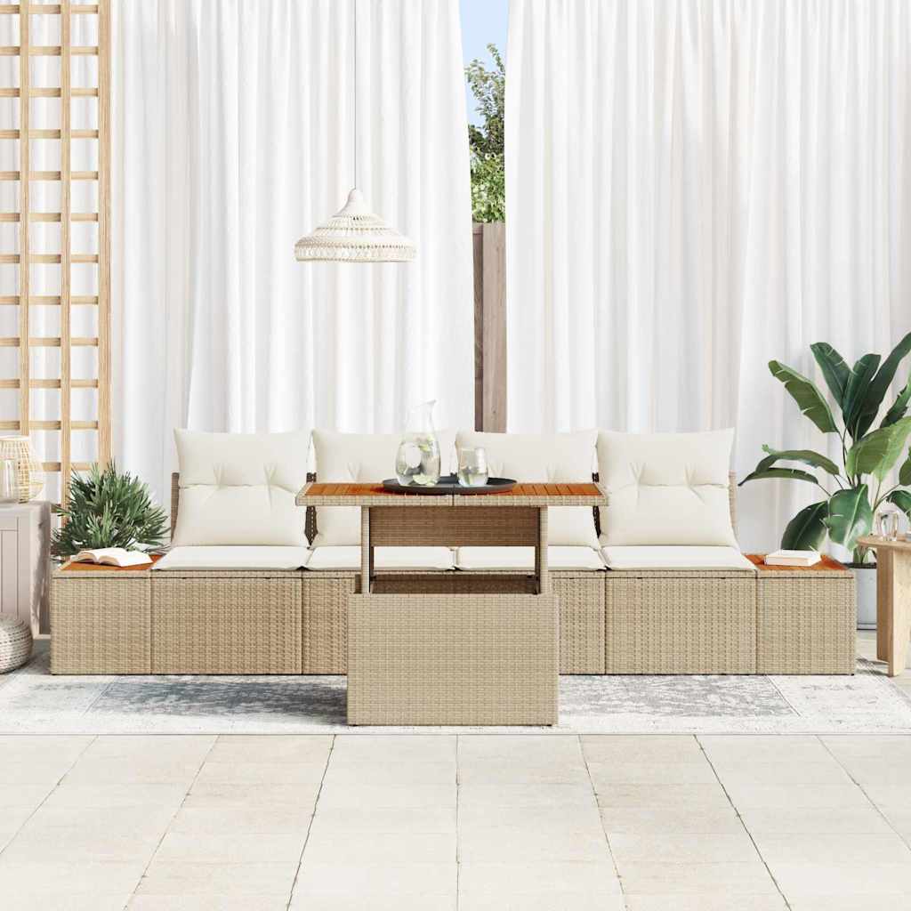 Garten Essgruppe mit Kissen 5 pcs Schwarz und Beige