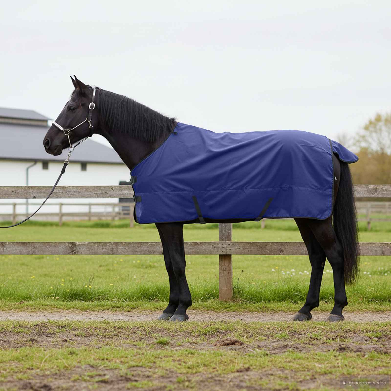 Pferdedecke Dunkelgrün und Schwarz 75 cm Polyester
