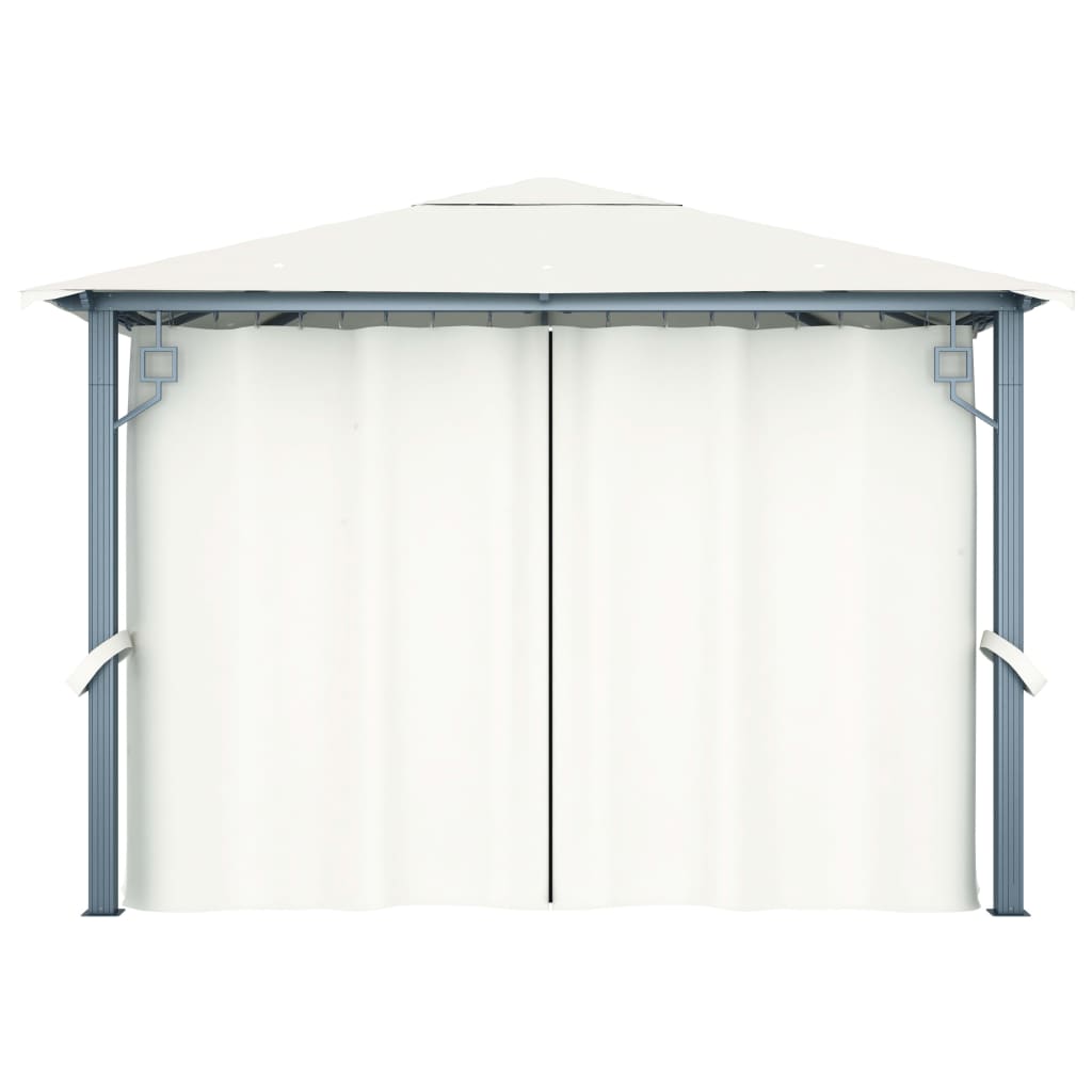 Pavillon mit Vorhang 300x300 cm Taupe Aluminium