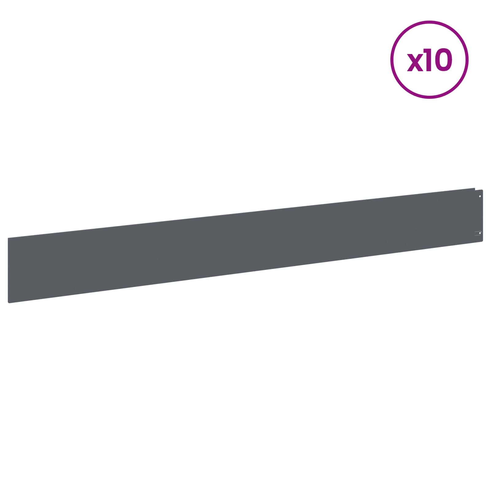 Raseneinfassung 10 pcs 100 x 12 cm Stahl Anthrazit
