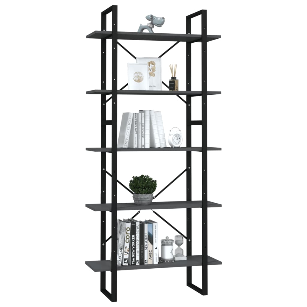 Bücherregal 5 Fächer Weiß 40x30x175 cm Holzwerkstoff
