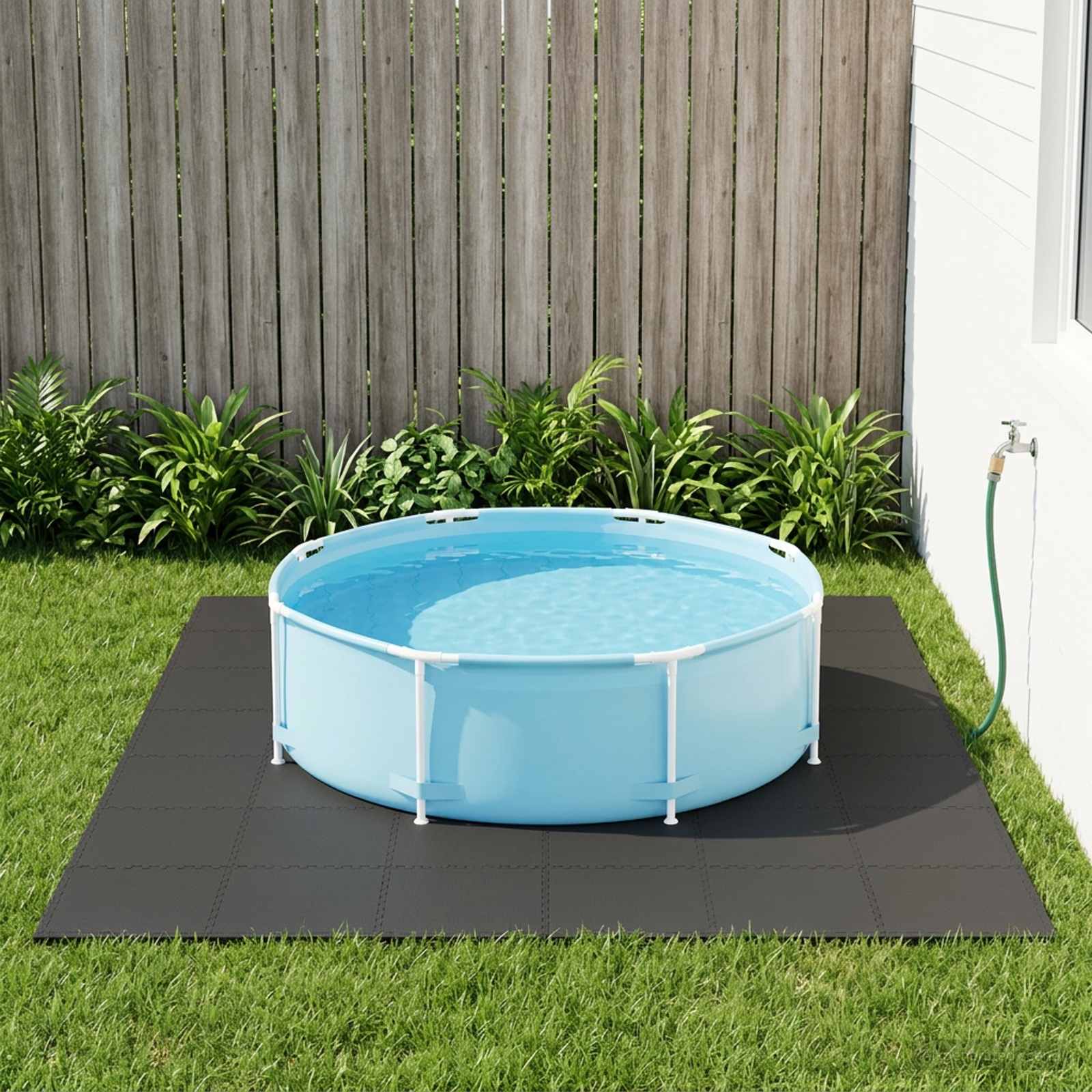 Pool Bodenteppich 6 pcs Schwarz 2,16 ㎡ EVA-Schaum