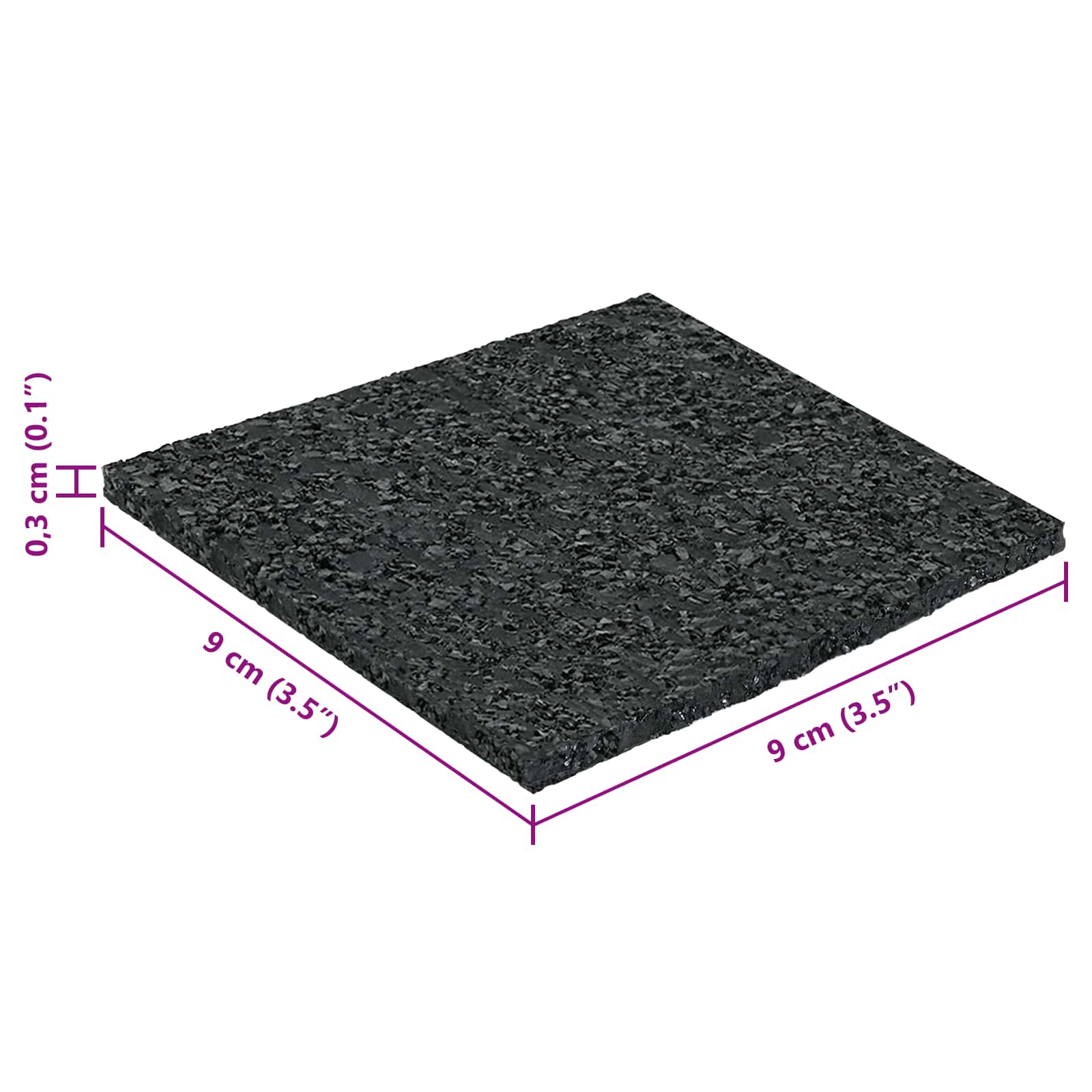 Gummigranulat-Patiopad Schwarz 6 x 9 x 0,3 cm Gummi