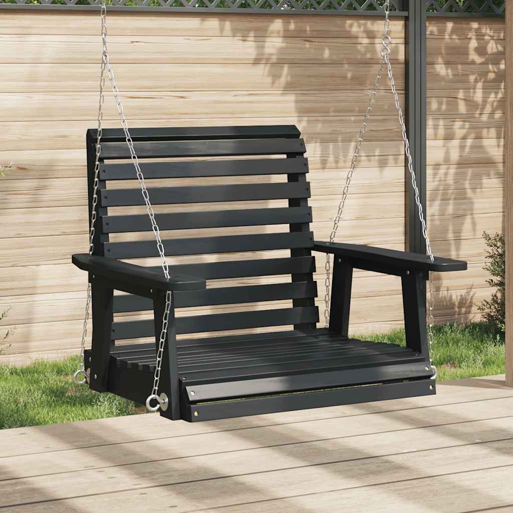 Garten-Hängestuhl mit Metallketten Braun Massivholz Tanne