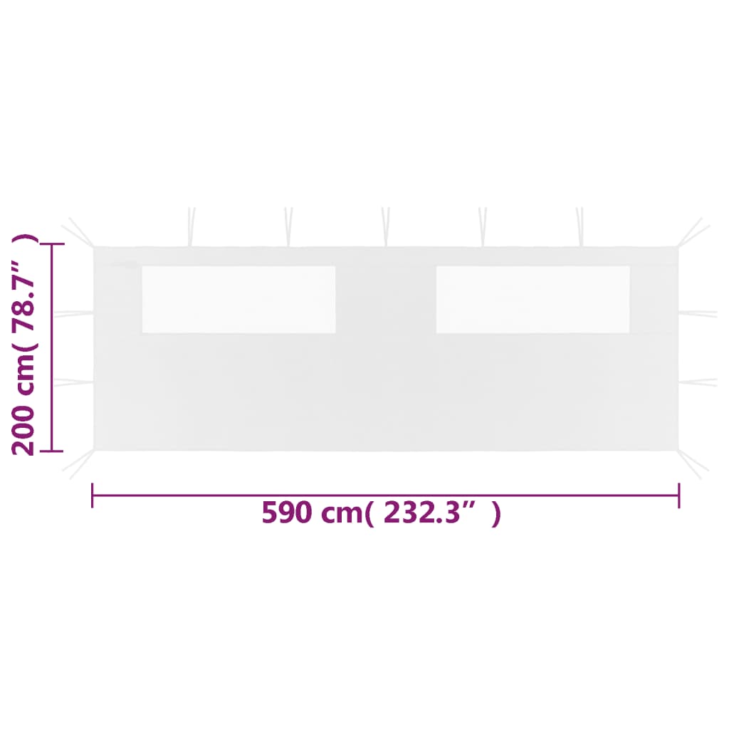 Pavillon-Seitenwand mit Fenstern 6x2 m Creme