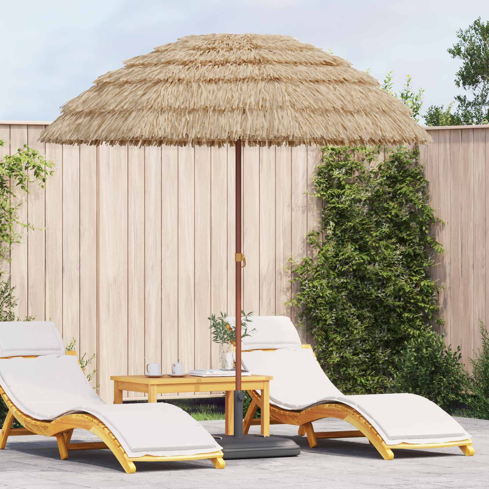 Strandparasol Natur 160 x 160 x 196 cm Polyester und Stahl