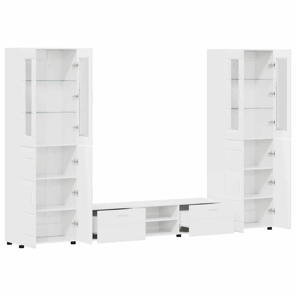 Highboard mit Regal FLORIN Weiß 60 x 35 x 182 cm Holzwerkstoff