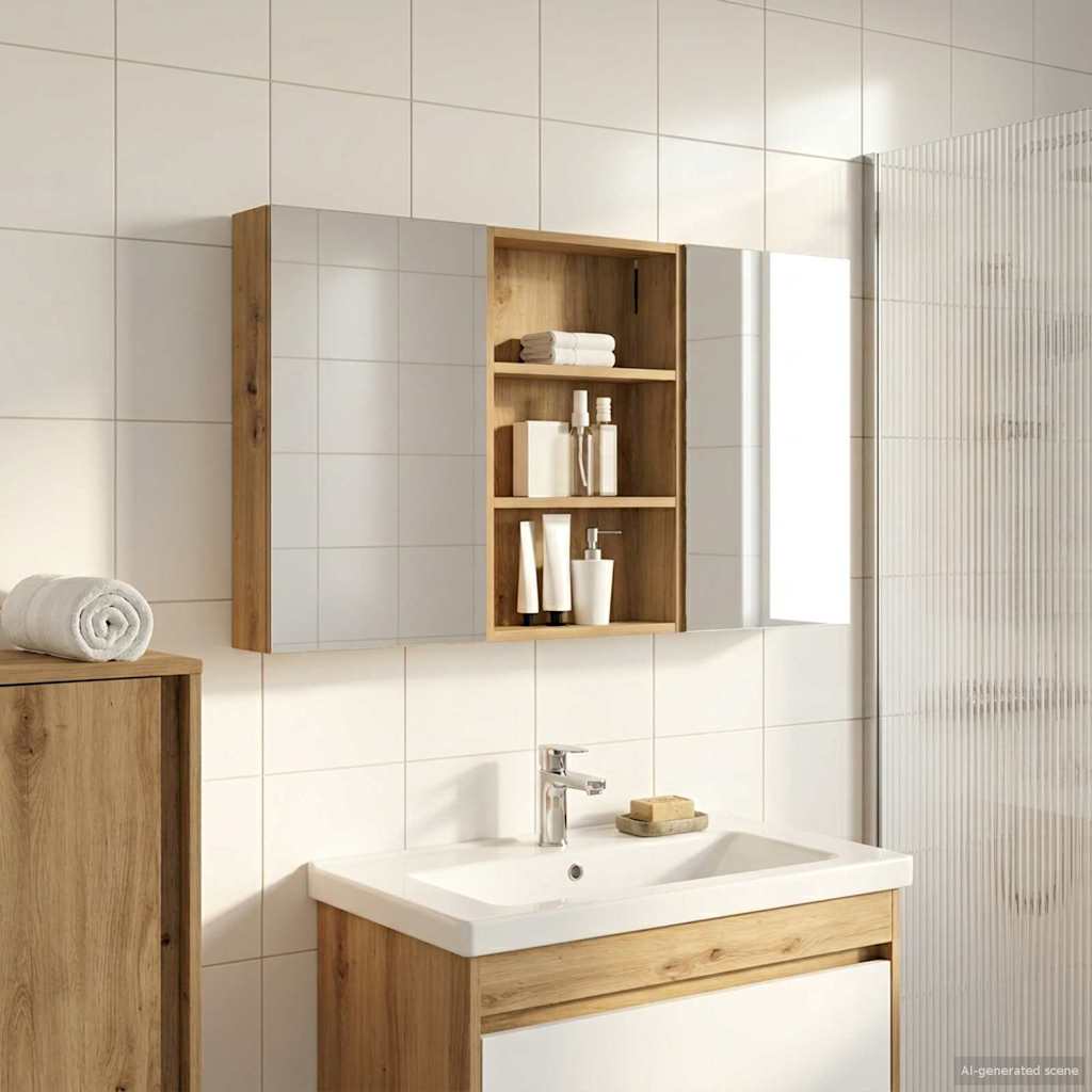 Badezimmerschrank-Set 3 pcs 80 x 10,5 x 50 cm Holzwerkstoff