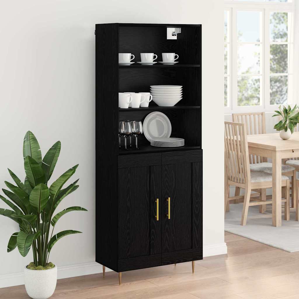 Highboard Hochglanz-Weiß 69,5x34x180 cm Holzwerkstoff