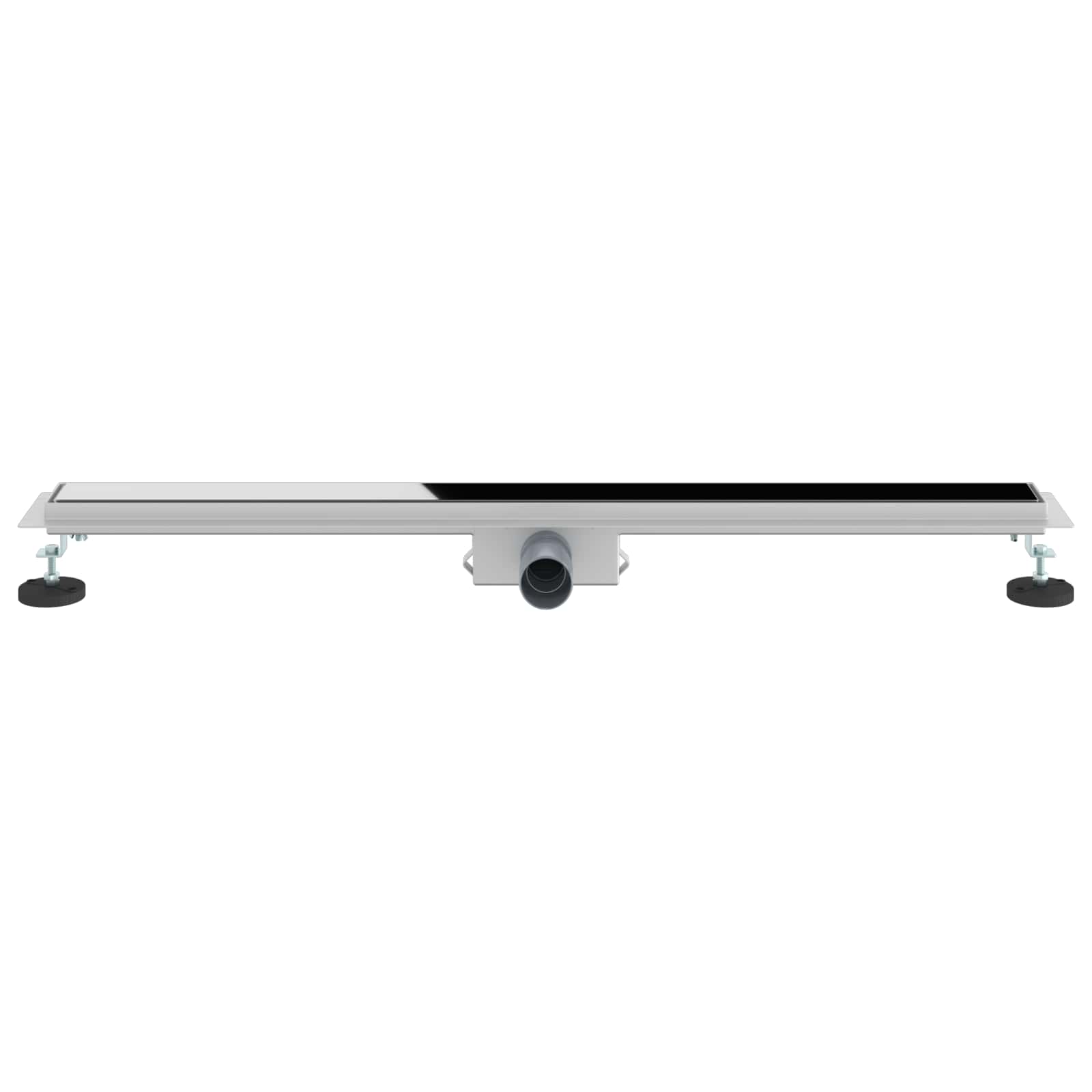 Duschabfluss mit Glasabdeckung Schwarz 50 cm Edelstahl 304