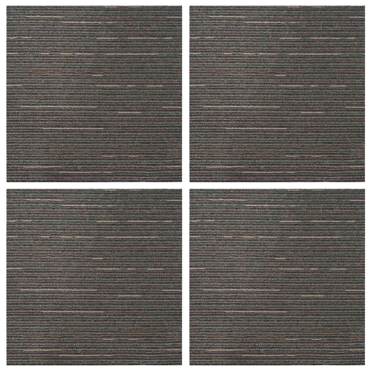 Teppichfliese Hellgrau mit Streifen 50 x 50 cm 4 pcs
