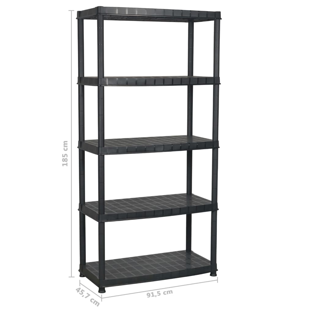 Lagerregal 4-Tier Schwarz 61x30,5x130 cm Kunststoff